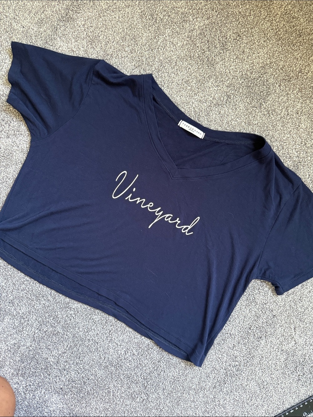Vineyard Navy V-Neck Crop Top